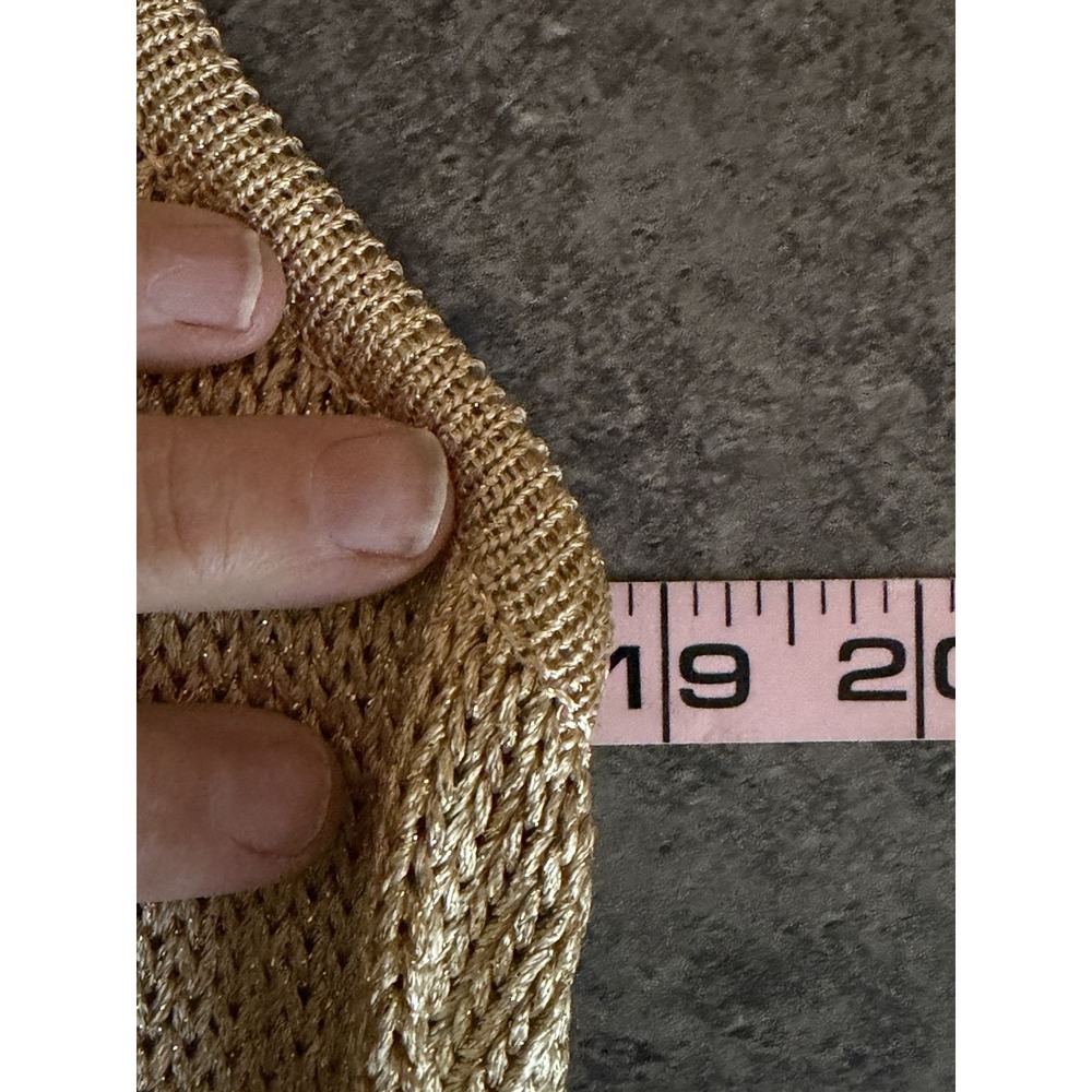 ST JOHN Marie Gray Santana Knit Gold Metallic Paillettes Top Large USA Luxury - Picture 8 of 10